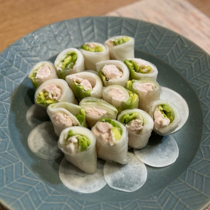 かぶと鶏ハムの生春巻き
